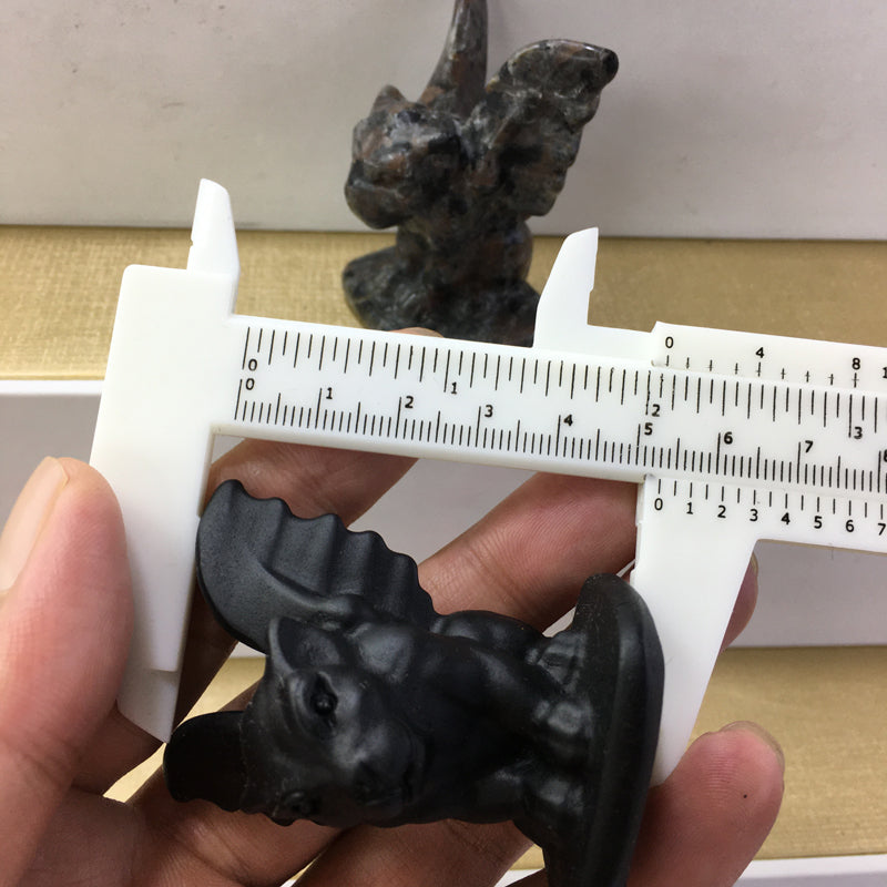 Gargoyle Black obsidian Yooperlite Carving Natural crystal carved