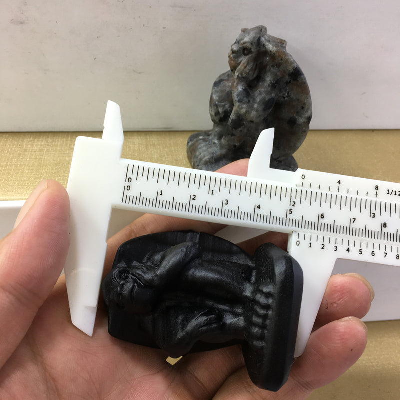 Gargoyle Black obsidian Yooperlite Carving Natural crystal carved