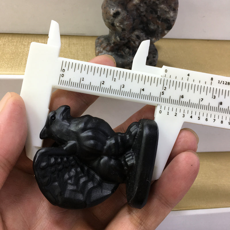 Gargoyle Black obsidian Yooperlite Carving Natural crystal carved