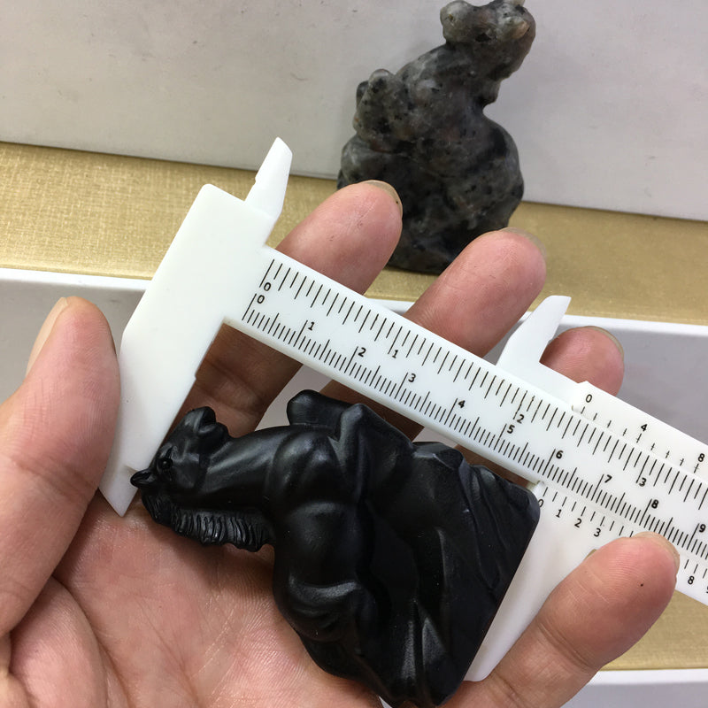 Horse Black obsidian Yooperlite Carving Natural crystal Animals carved