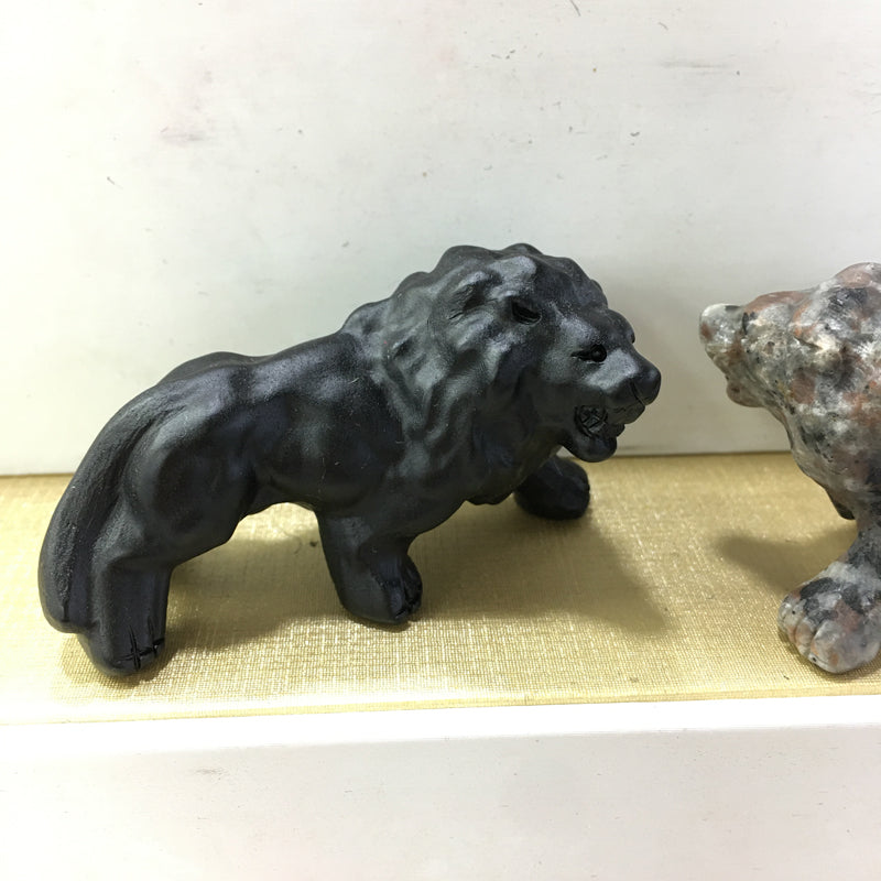 Lion Black obsidian Yooperlite Carving Natural crystal Animals carved