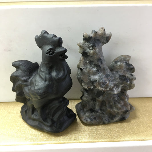 Rooster Black obsidian Yooperlite Carving Natural crystal Animals carved