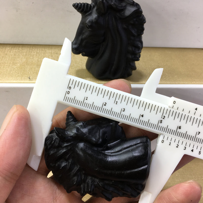 Unicorn Black obsidian Yooperlite Carving Natural crystal Animals carved