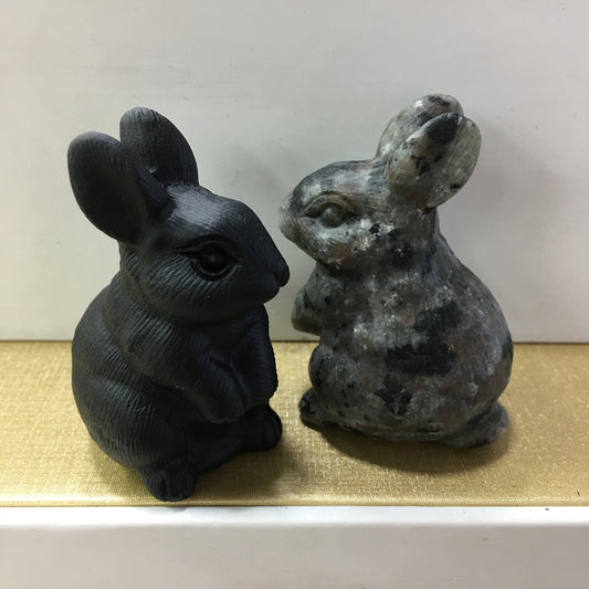 Rabbit Black obsidian Yooperlite Carving Natural crystal animal carved