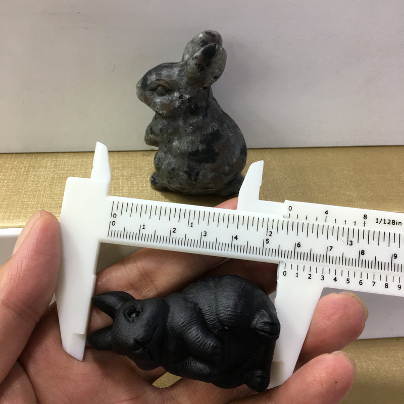 Rabbit Black obsidian Yooperlite Carving Natural crystal animal carved