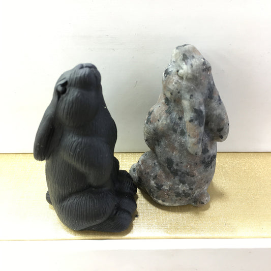 Rabbit Black obsidian Yooperlite Carving Natural crystal animal carved