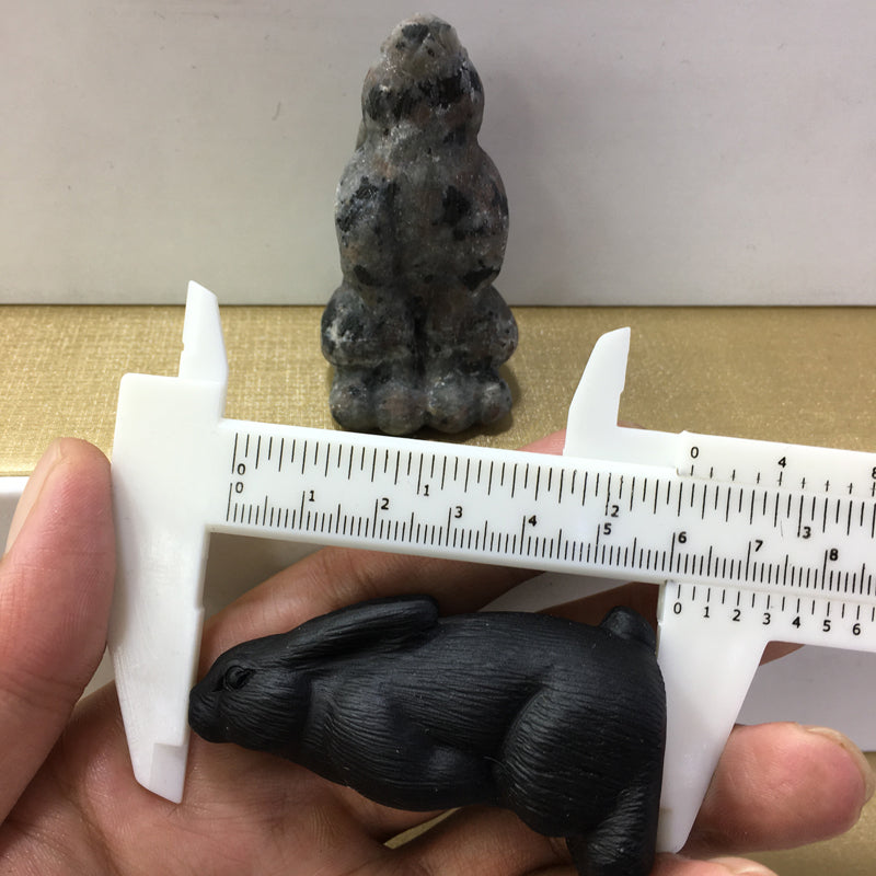 Rabbit Black obsidian Yooperlite Carving Natural crystal animal carved