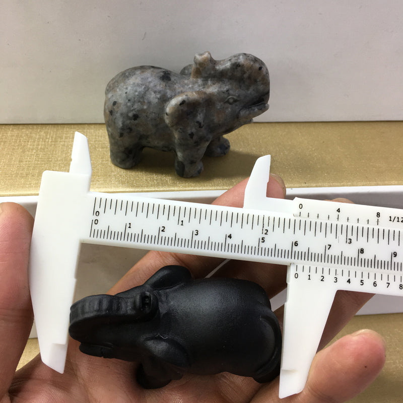 Elephant Black obsidian Yooperlite Carving Natural crystal animal carved