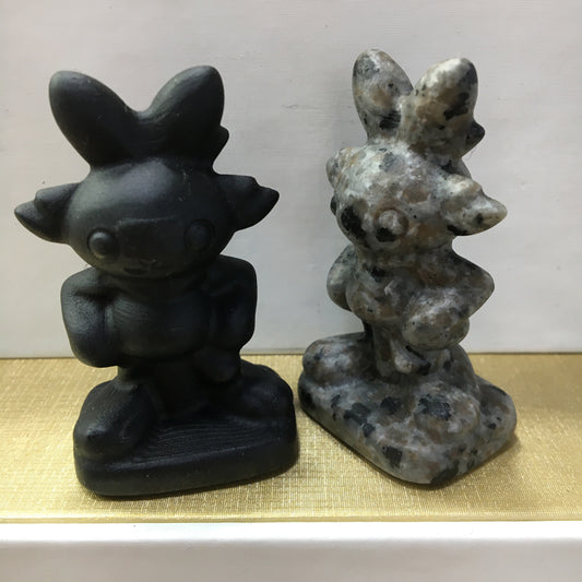 Scorbunny Black obsidian Yooperlite Carving Natural crystal Pokémon carved