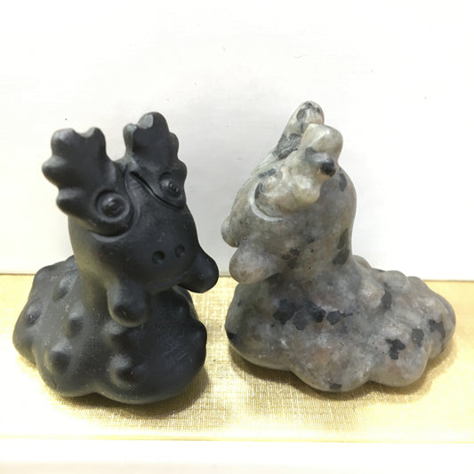 Slugma Black obsidian Yooperlite Carving Natural crystal Pokémon carved