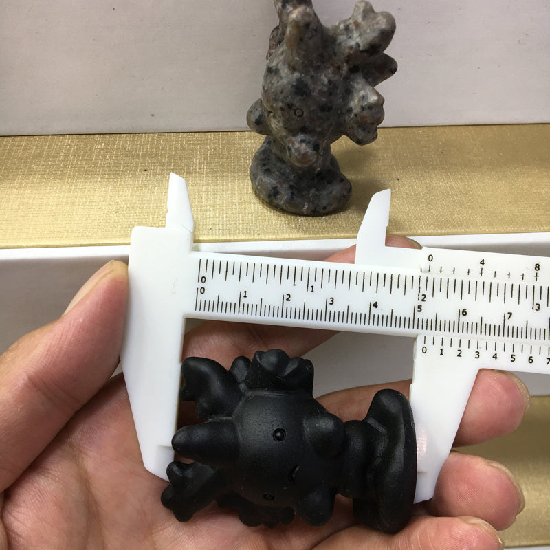 Cursola Black obsidian Yooperlite Carving Natural crystal Pokémon carved