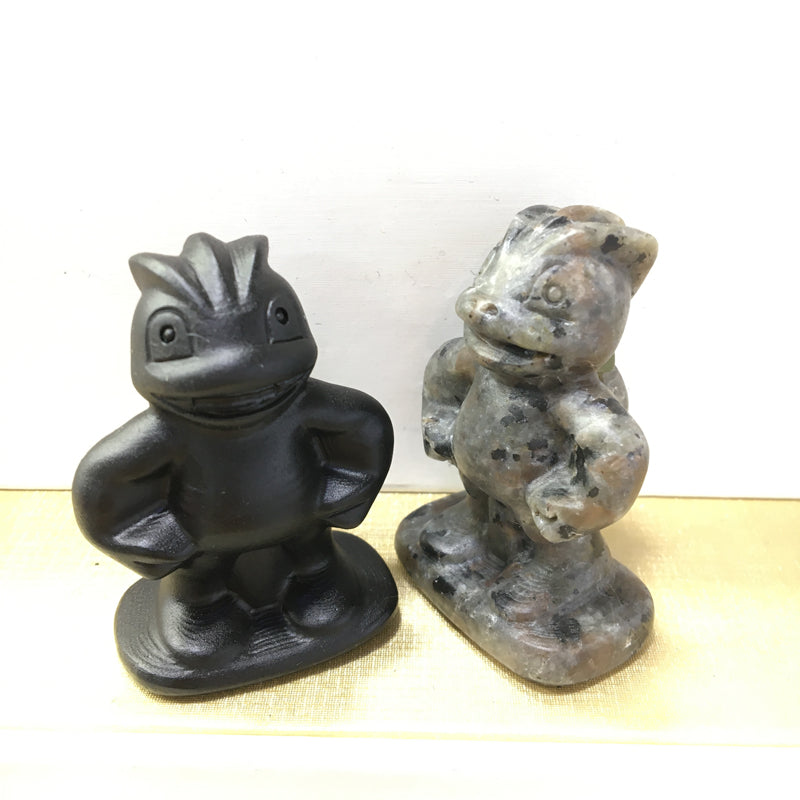 Machop Black obsidian Yooperlite Carving Natural crystal Pokémon carved