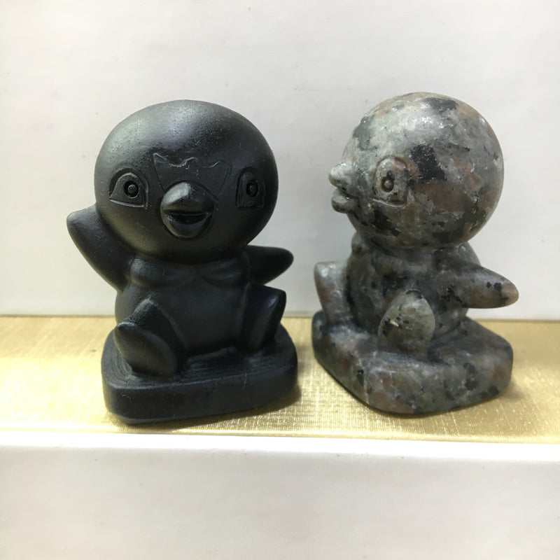 Piplup Black obsidian Yooperlite Carving Natural crystal Pokémon carved