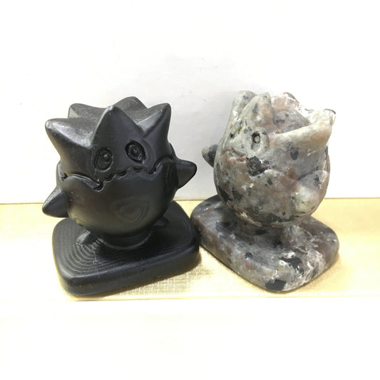 Togepi Black obsidian Yooperlite Carving Natural crystal Pokémon carved