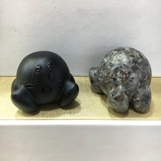 Kirby Black obsidian Yooperlite Carving Natural crystal Pokémon carved