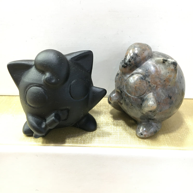 Jigglypuff Black obsidian Yooperlite Carving Natural crystal Pokémon carved