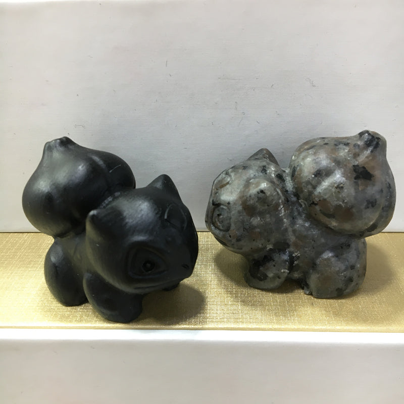 Bulbasaur Black obsidian Yooperlite Carving Natural crystal Pokémon carved