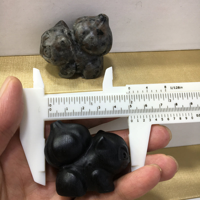 Bulbasaur Black obsidian Yooperlite Carving Natural crystal Pokémon carved