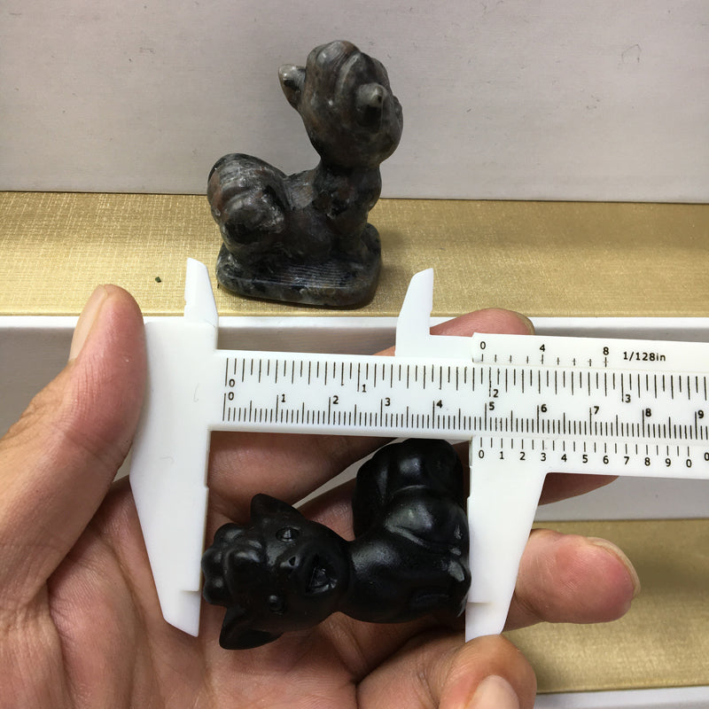 Vulpix Black obsidian Yooperlite Carving Natural crystal Pokémon carved