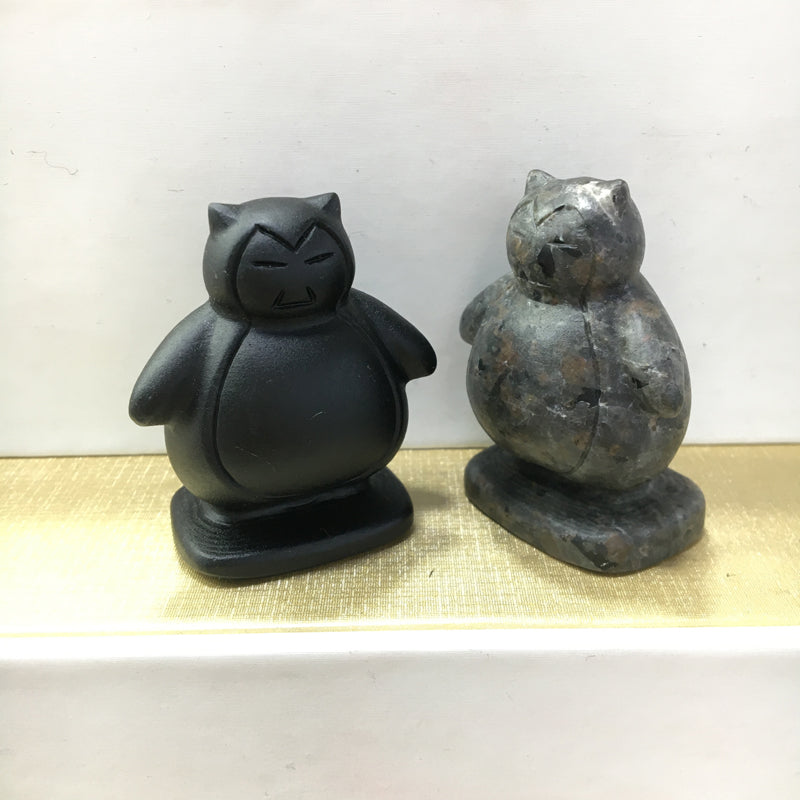 Snorlax Black obsidian Yooperlite Carving Natural crystal Pokémon carved