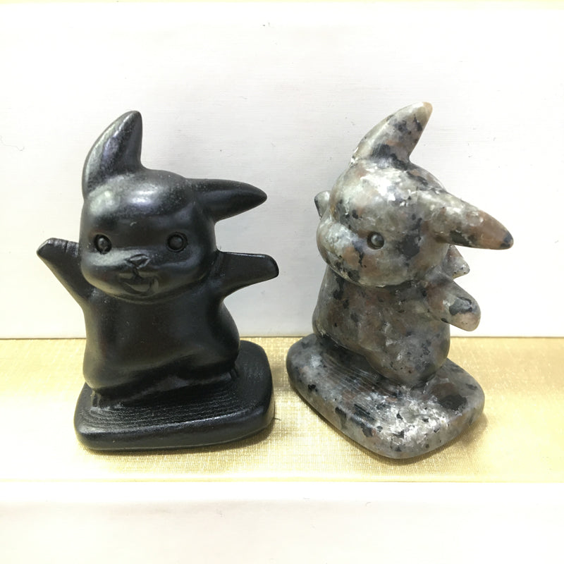 Pikachu Black obsidian Yooperlite Carving Natural crystal Pokémon carved