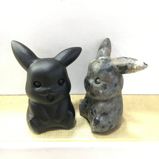 Pikachu Black obsidian Yooperlite Carving Natural crystal Pokémon carved