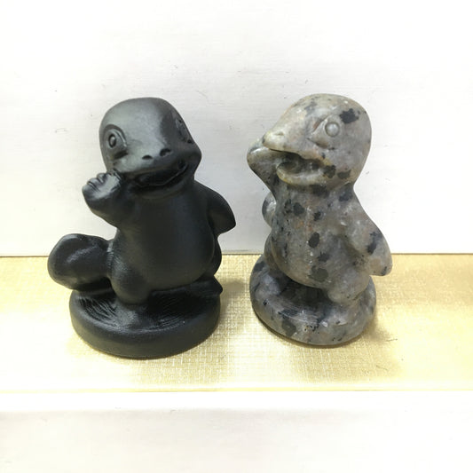 Charmander Black obsidian Yooperlite Carving Natural crystal Pokémon carved