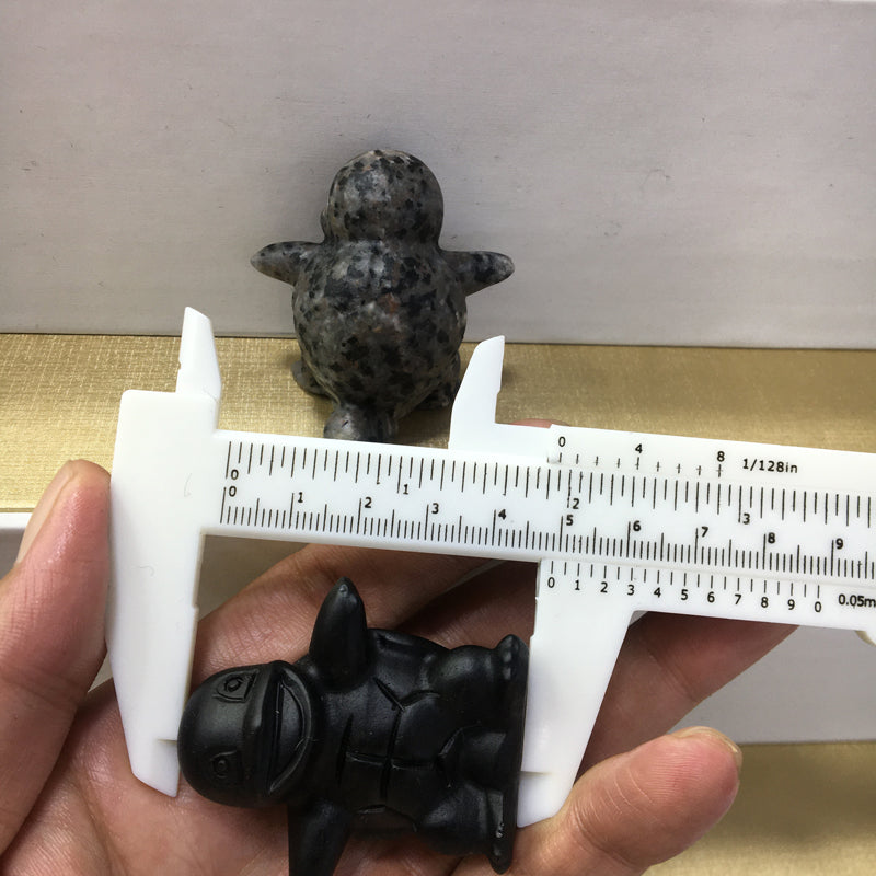 Squirtle Black obsidian Yooperlite Carving Natural crystal Pokémon carved