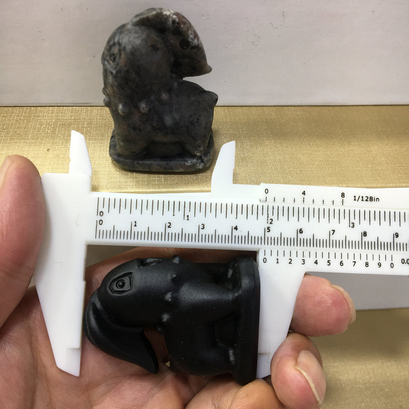 Chikorita Black obsidian Yooperlite Carving Natural crystal Pokémon carved