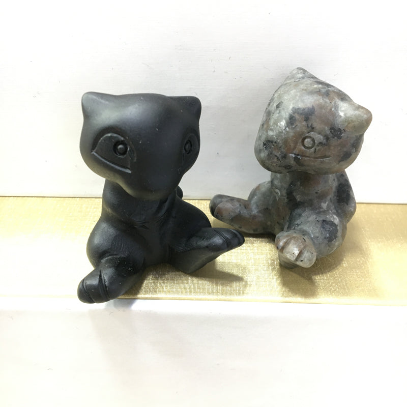 Mew Black obsidian Yooperlite Carving Natural crystal Pokémon carved