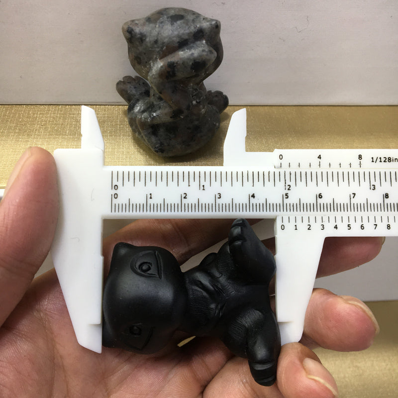 Mew Black obsidian Yooperlite Carving Natural crystal Pokémon carved