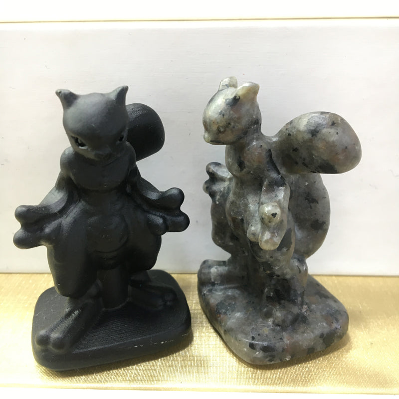 Mewtwo Black obsidian Yooperlite Carving Natural crystal Pokémon carved