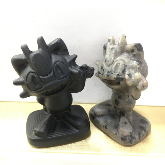 Meowth Black obsidian Yooperlite Carving Natural crystal Pokémon carved