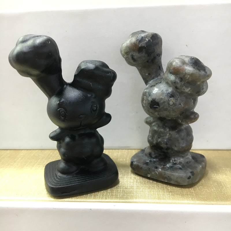 Buneary Black obsidian Yooperlite Carving Natural crystal Pokémon carved