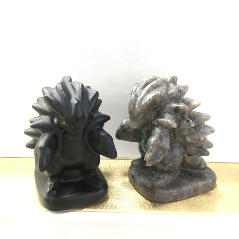 Sandslash carving Black obsidian Yooperlite Carving Natural crystal Pokémon carved