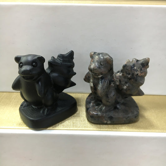 Slowbro carving Black obsidian Yooperlite Carving Natural crystal Pokémon carved