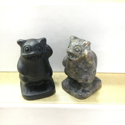 Slowbro carving Black obsidian Yooperlite Carving Natural crystal Pokémon carved