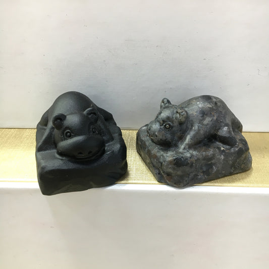 Slowbro carving Black obsidian Yooperlite Carving Natural crystal Pokémon carved