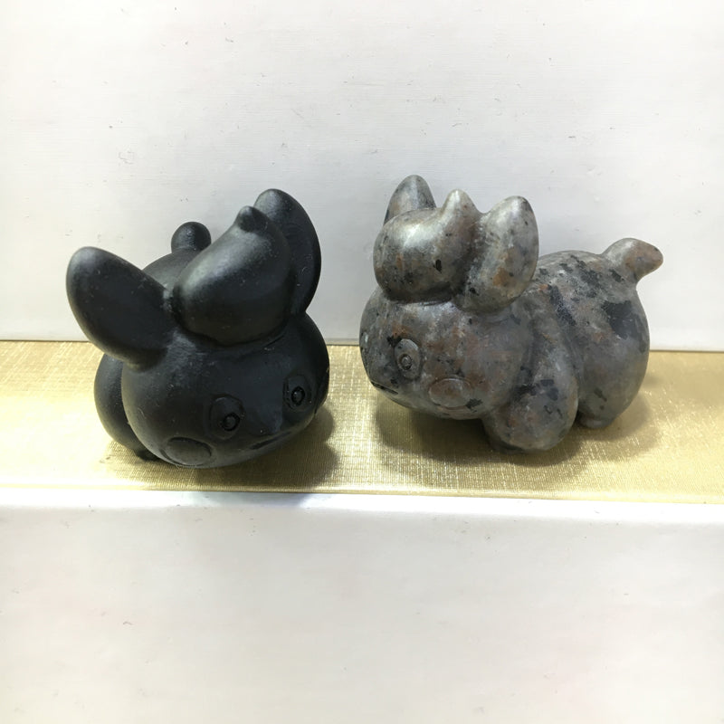 Pawmi carving Black obsidian Yooperlite Carving Natural crystal Pokemon carved