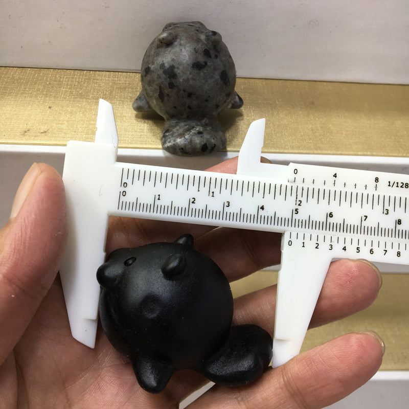 Spheal carving Black obsidian Yooperlite Carving Natural crystal Pokemon carved