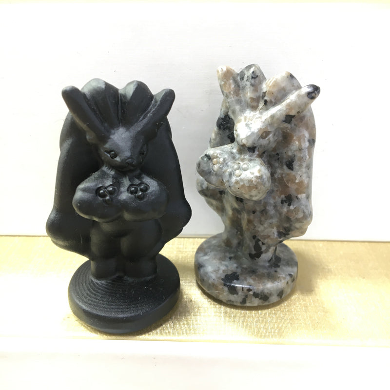 Lopunny carving Black obsidian Yooperlite Carving Natural crystal Pokemon carved