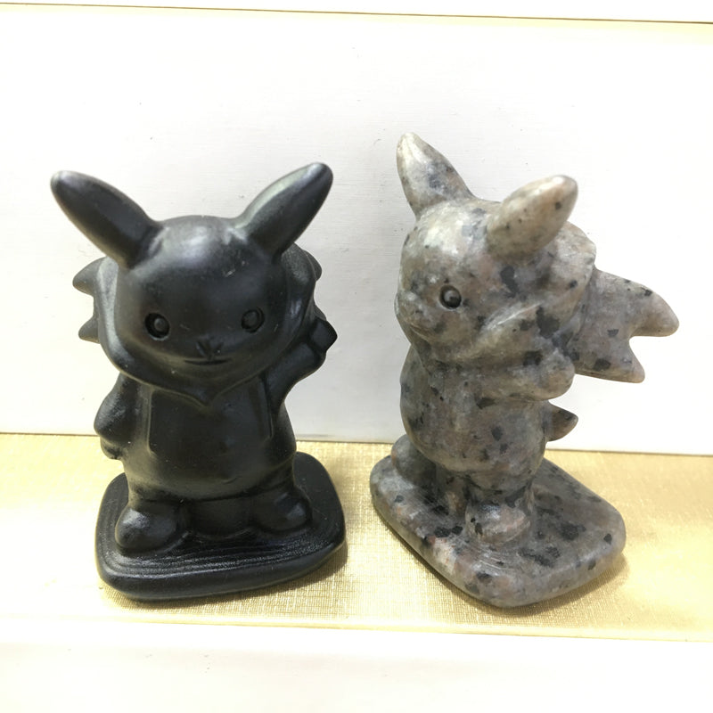 Pokémon carving Black obsidian Yooperlite Carving Natural crystal Pokemon carved