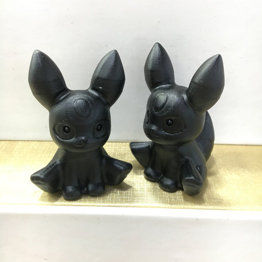 Eevee carving Black obsidian Yooperlite Carving Natural crystal Pokemon carved