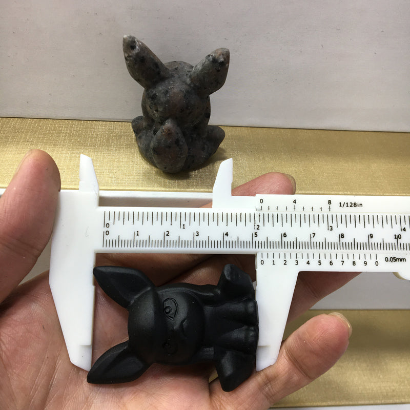 Espeon carving Black obsidian Yooperlite Carving Natural crystal Pokemon carved