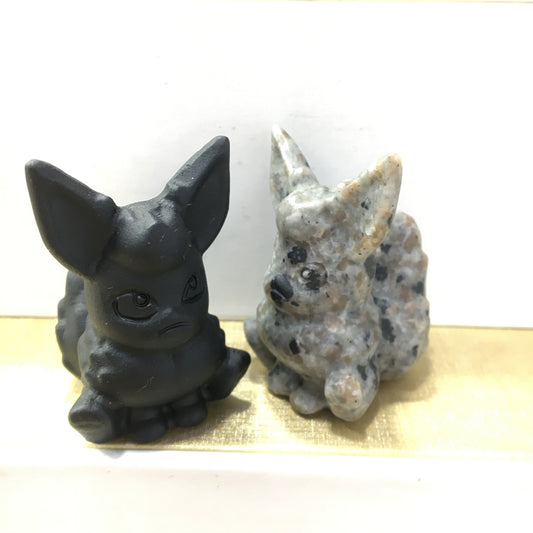 Flareon carving Black obsidian Yooperlite Carving Natural crystal Pokemon carved