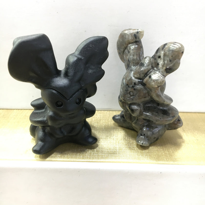 Sylveon carving Black obsidian Yooperlite Carving Natural crystal Pokemon carved