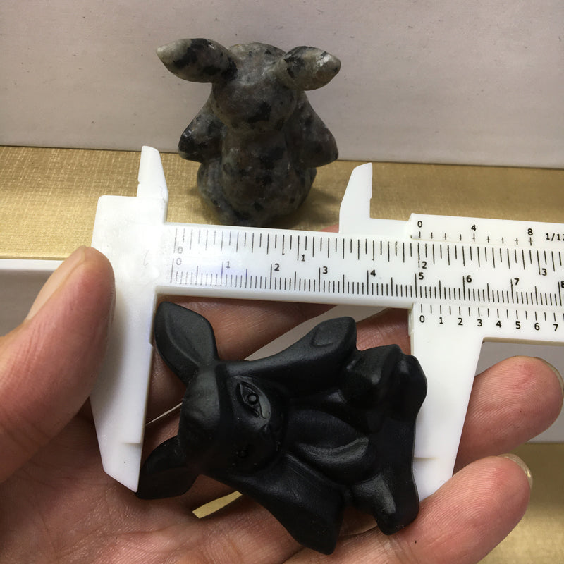 Glaceon carving Black obsidian Yooperlite Carving Natural crystal Pokemon carved