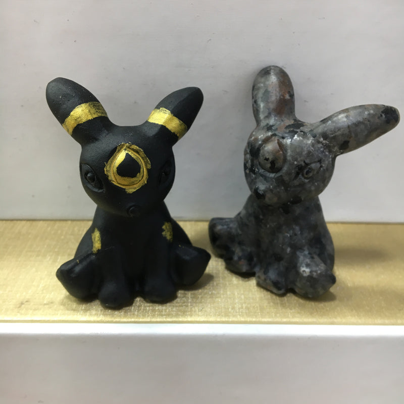 Umbreon carving Black obsidian Yooperlite Carving Natural crystal Pokemon carved