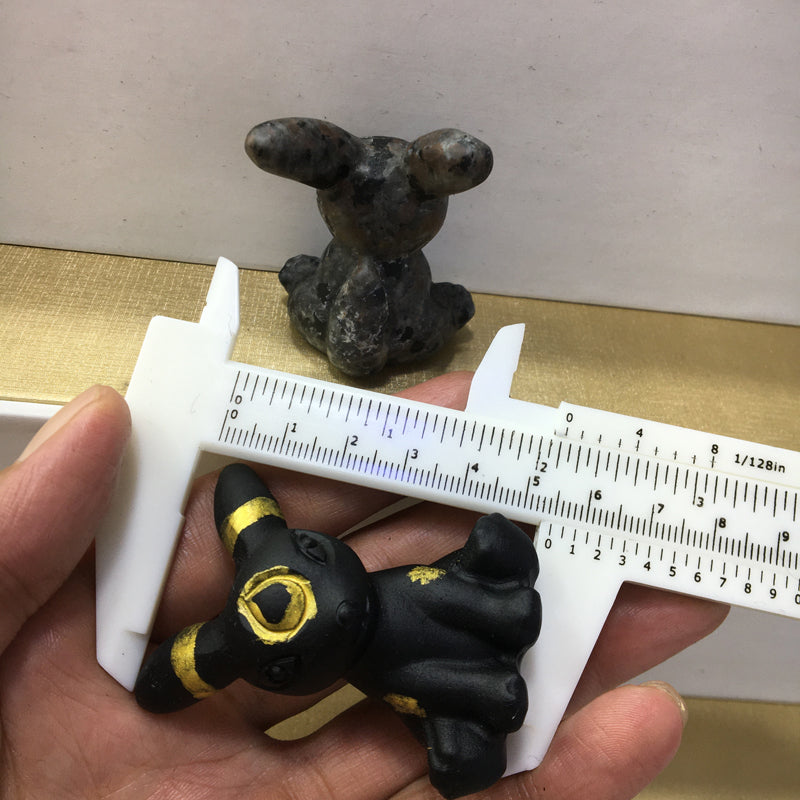 Umbreon carving Black obsidian Yooperlite Carving Natural crystal Pokemon carved