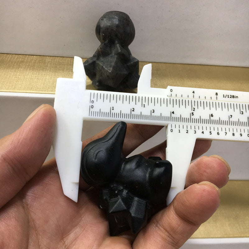 Cyndaquil carving Black obsidian Yooperlite Carving Natural crystal Pokemon carved